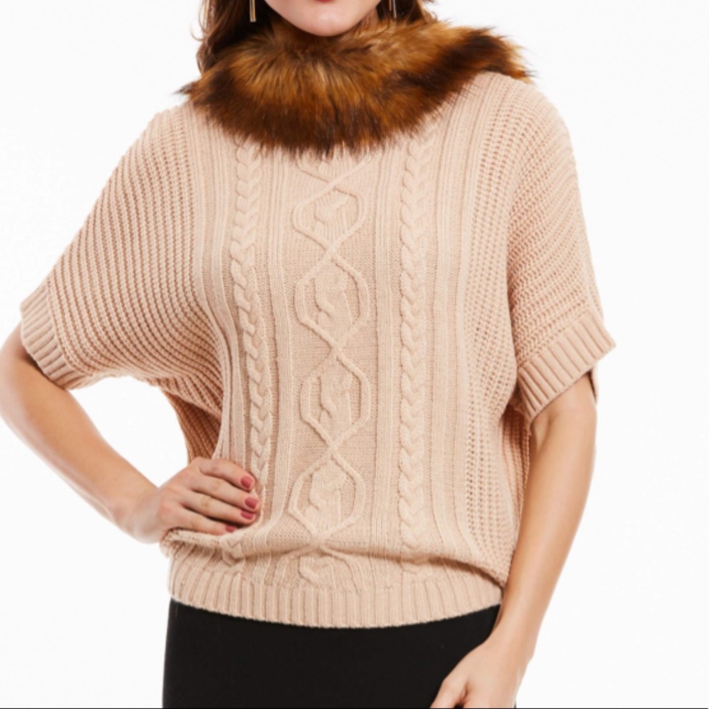 Plain Slim Turtleneck Half Sleeve Women’s Sweater
